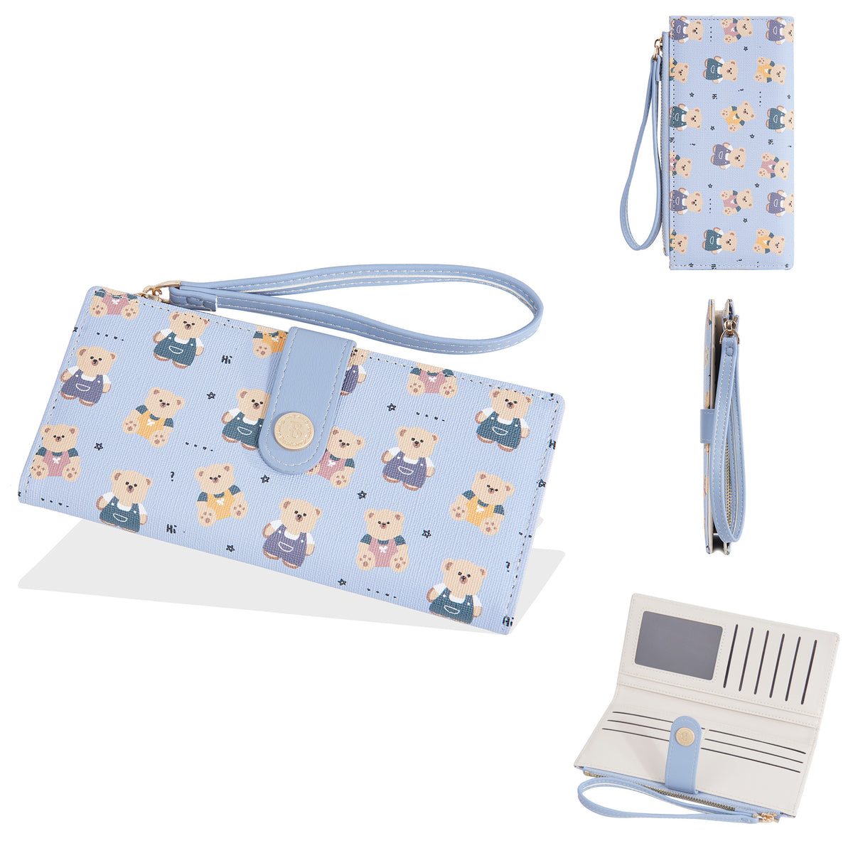 Women's Korean Cute Bear Multi Slots Thin Ladies Wallet