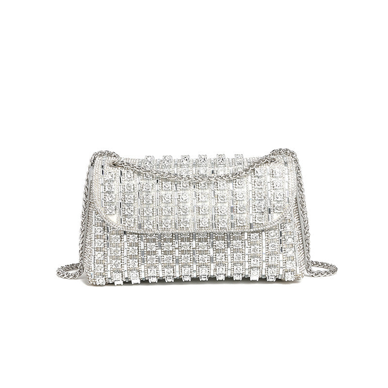 Women's Dinner Diamond Chain Textured High Evening Bags