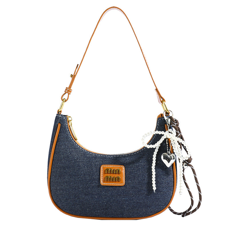 Women's Denim Crescent-shaped Underarm Fashion Selenodont Armpit Bags