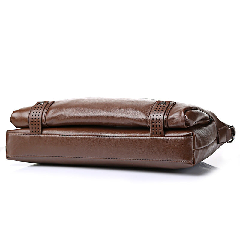 Men's Leather Horizontal Large Capacity Business Document Bags