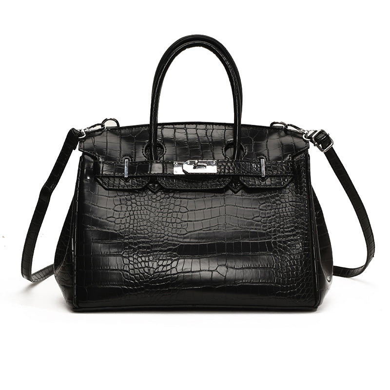 Women's High-grade Crocodile Pattern Portable Platinum Practical Tote Bags