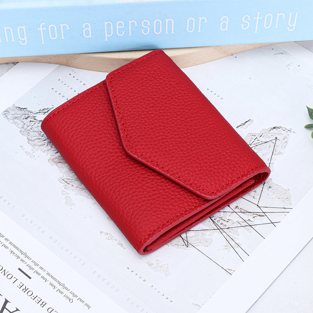 Versatile Women's Leather Short Folding Storage Ladies Wallet