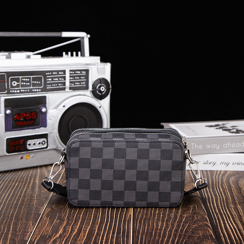 Men's Check Pattern Street Trendy Korean Style Men's Messenger Bags