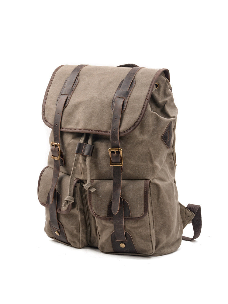 Men's Large Capacity Canvas Waterproof Drawstring Hiking Backpacks