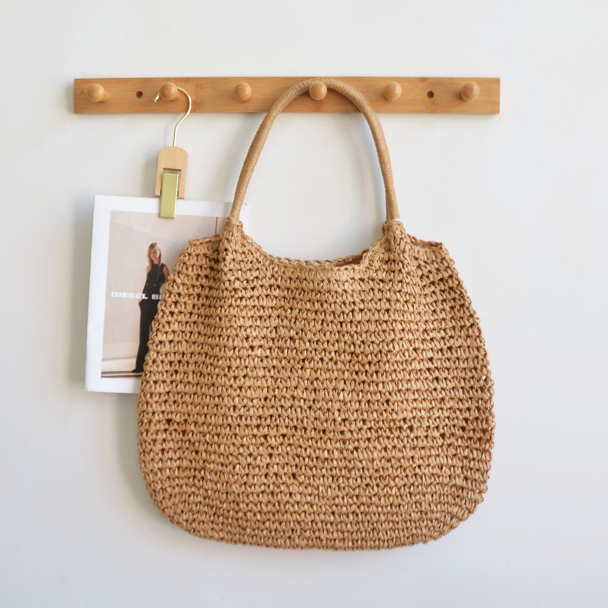 Capacity Straw Simple Style Commuter Hand Women's Shoulder Bag