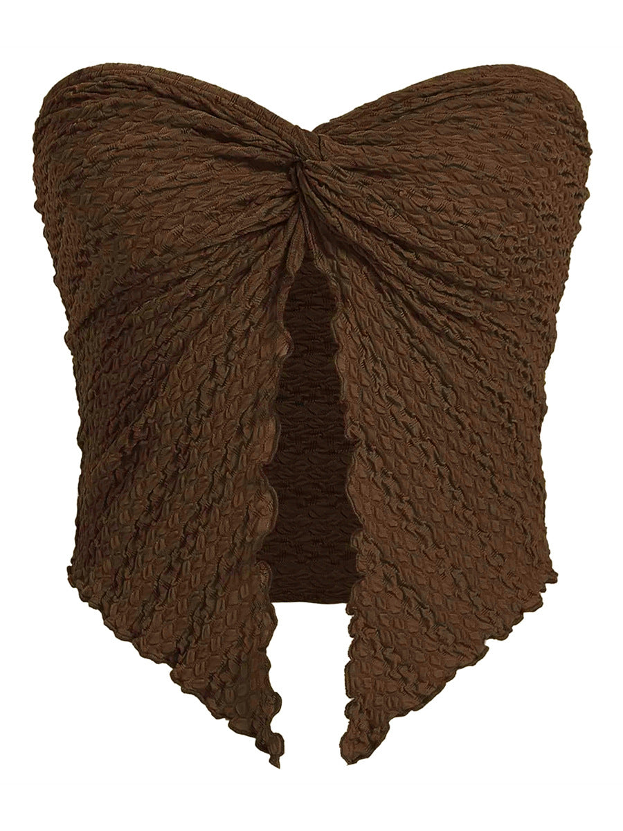Women's Fashion Sexy Pleated Twist Tube Backless Tops