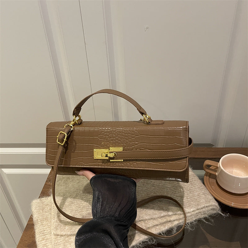 Women's Solid Color Retro Large Capacity Korean Lock