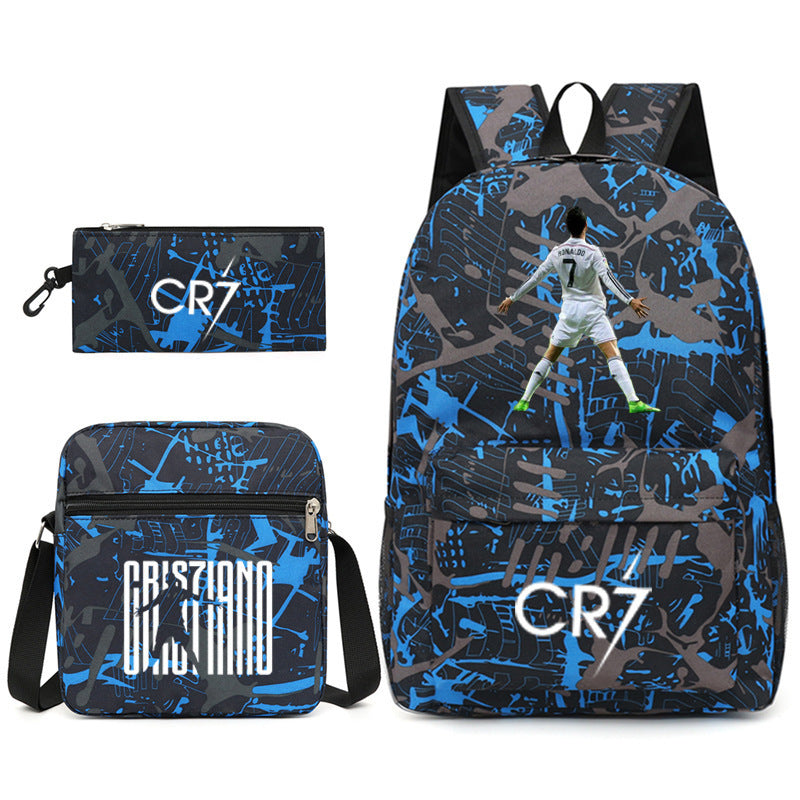 Football Luo Peripheral Printed Three-piece Set Backpacks