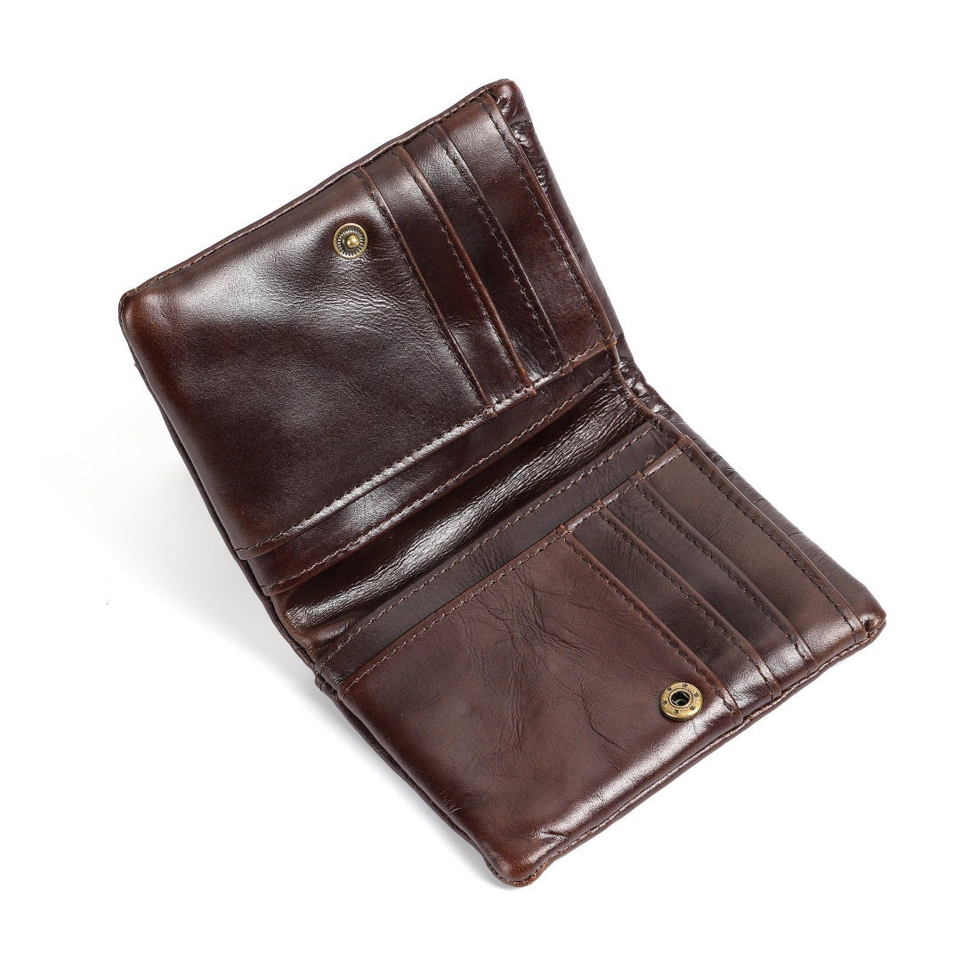 Men's Cowhide Genuine Leather Short Top Layer Men's Wallet