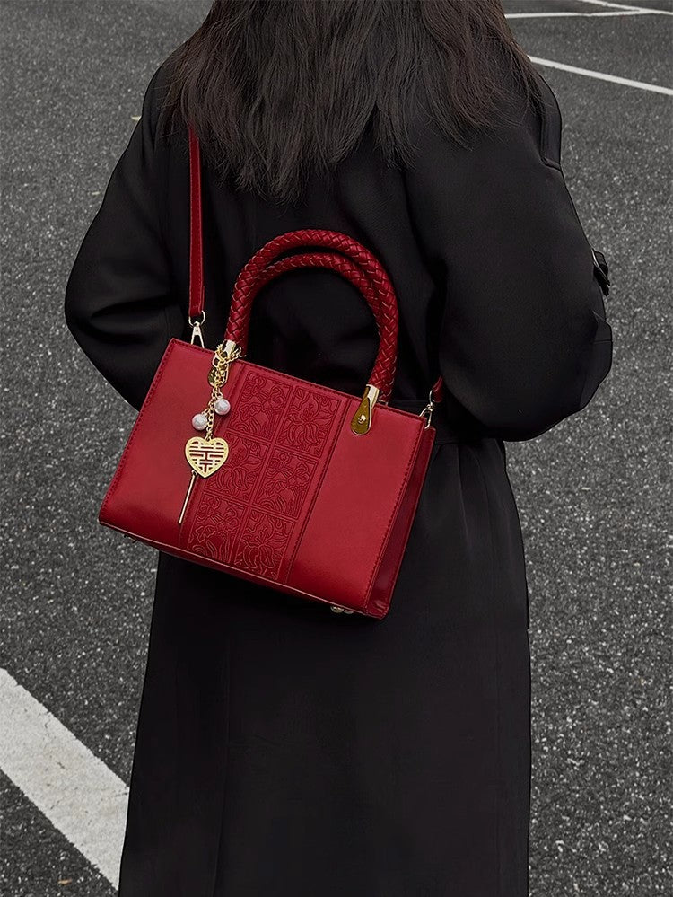 Wedding Large Capacity For Red Portable Handbags