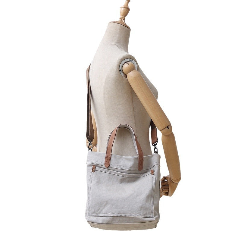 Summer Canvas With Cowhide Portable Mori Shoulder Bags