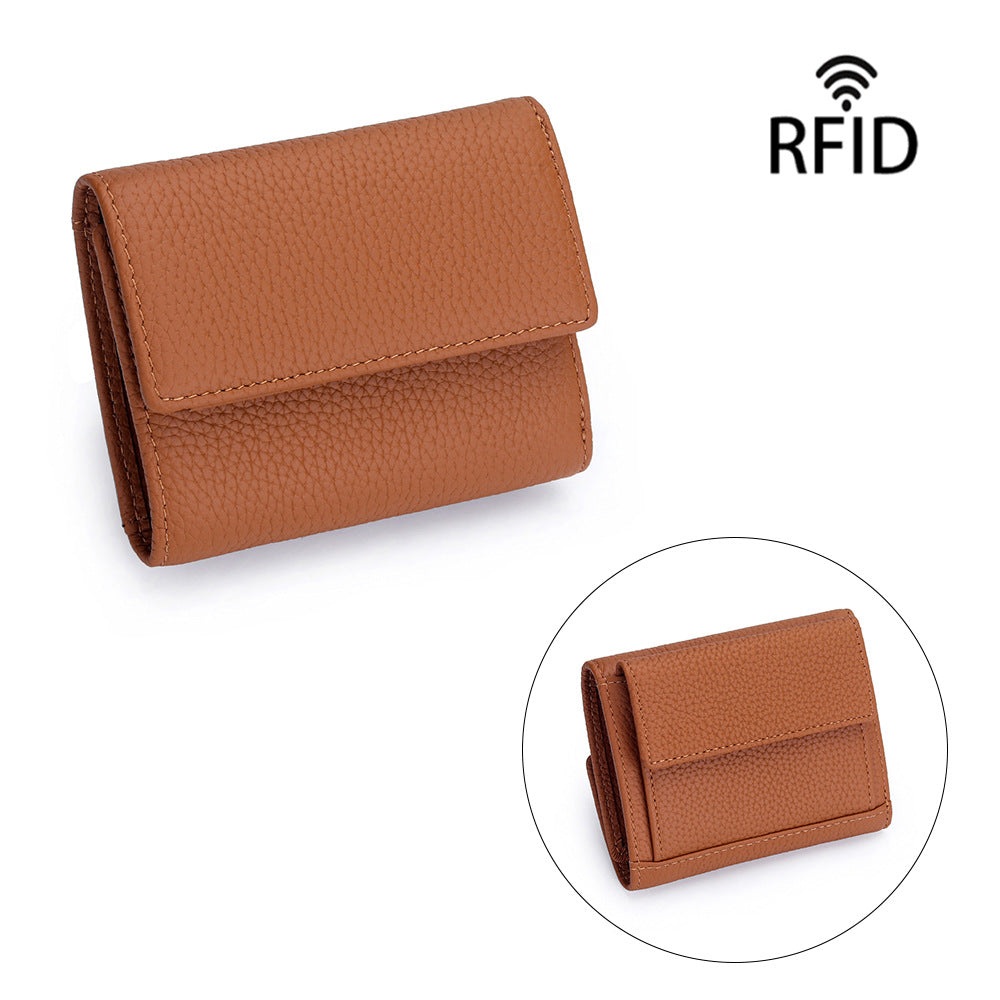 Women's First Layer Cowhide Short Genuine Leather Fashion Style Mini Ladies Wallet