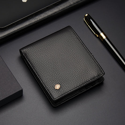 Men's Leather Simple Short Horizontal First Layer Cowhide Men's Wallets