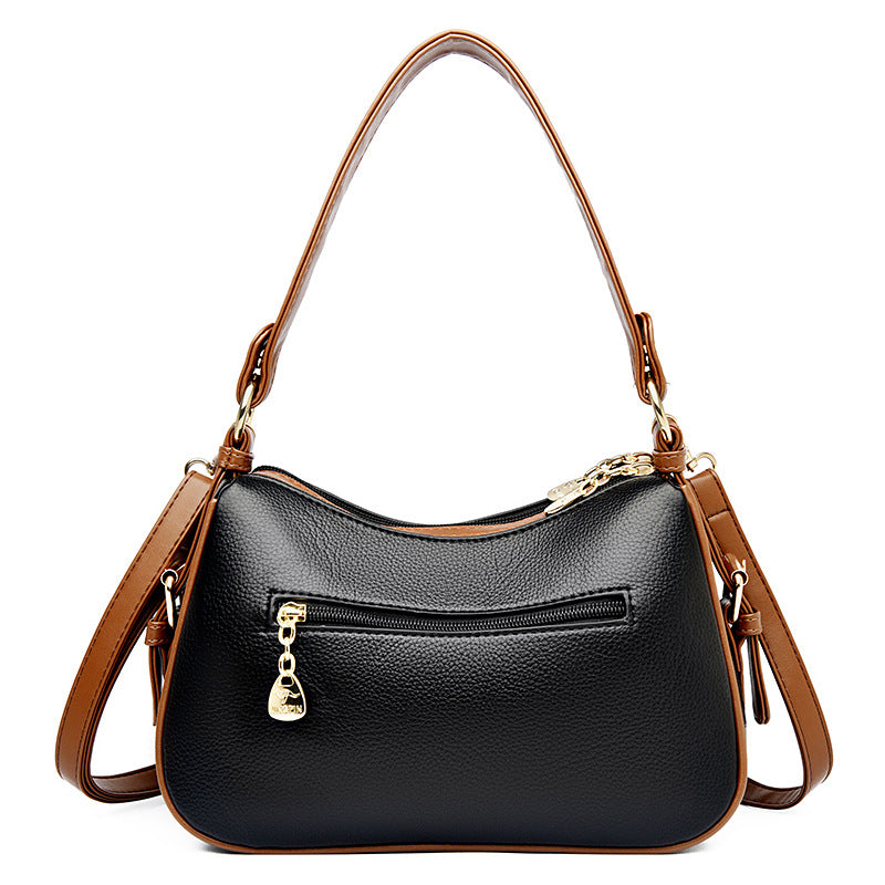 Women's Genuine Leather Mom Large Capacity Contrast Bags