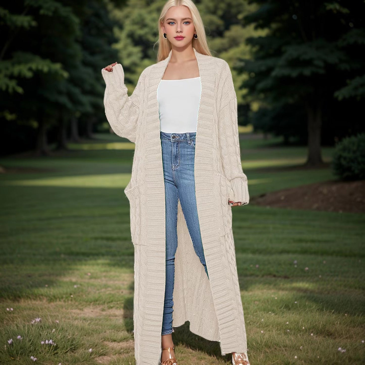 Women's Twist Pocket Fashion Sexy Casual Long Sweaters