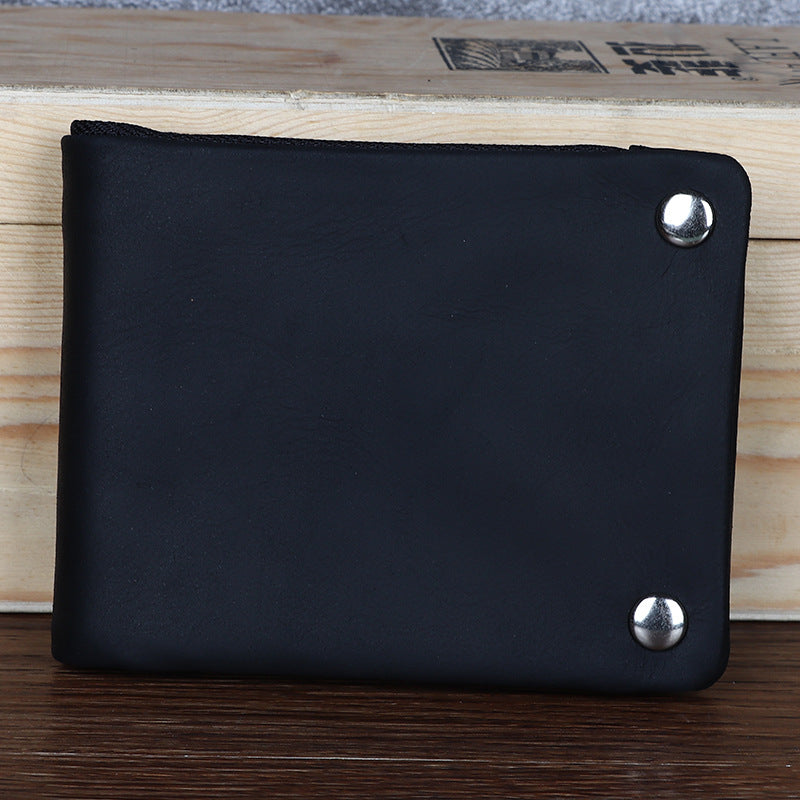 Crazy Horse Leather Short Horizontal Genuine Men's Wallets