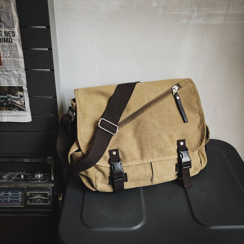 Men's Large Capacity Washed Canvas Trendy Cool Bags