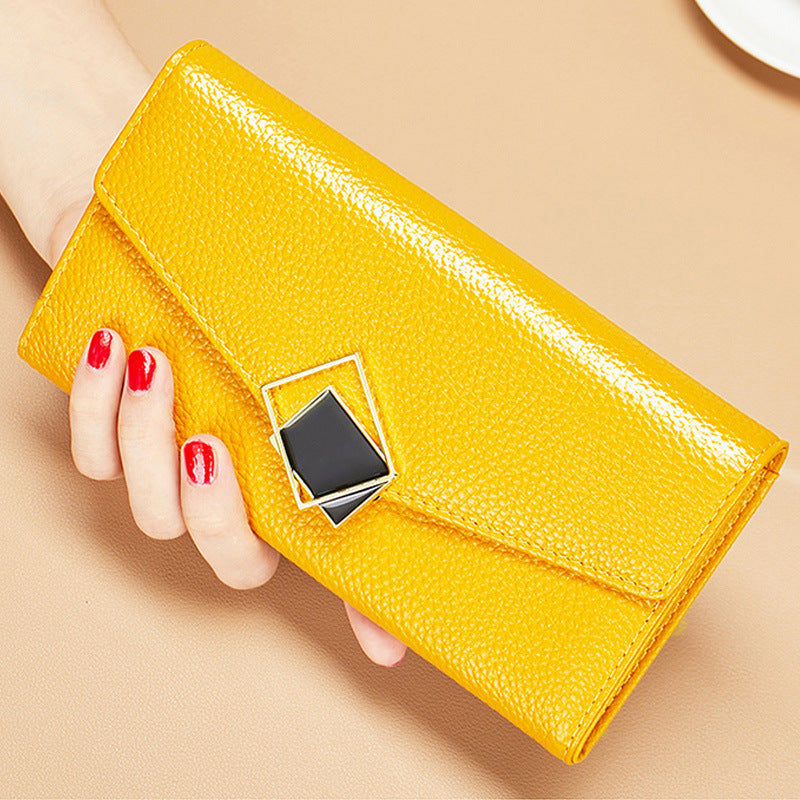 Women's Yellow Soft Clutch Large Capacity Multiple Ladies Wallet