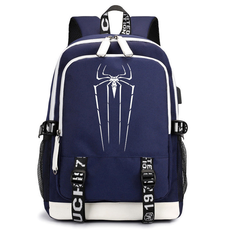 Stylish Spider Print Earphone Interface Computer Backpacks