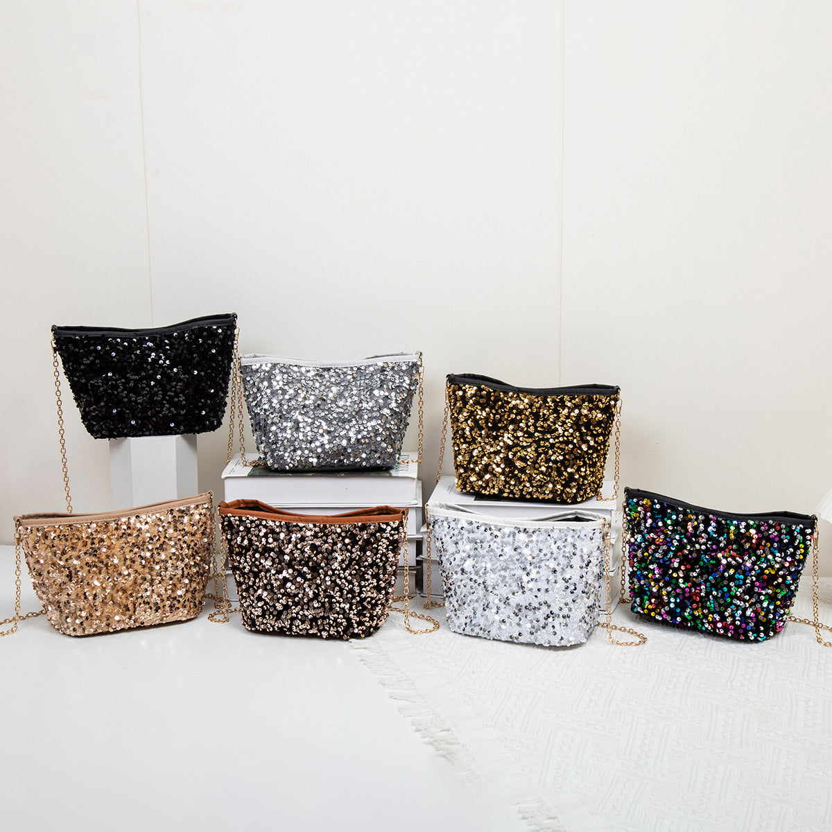 Women's Trendy Cool Sequin Summer Fashion Clutch Dinner Party Bags