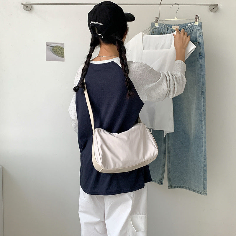 Women's Niche Textured Nylon Summer Stitching Commuter Women's Shoulder Bag