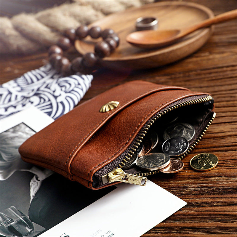 Men's Leather Zipper Driving License Vegetable Tanned Men's Wallets