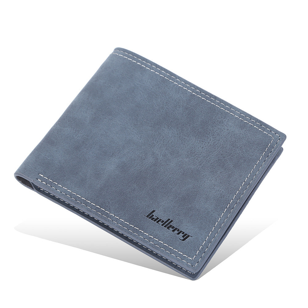 Men's Short Horizontal Multiple Slots Frosted Thin Card Holder