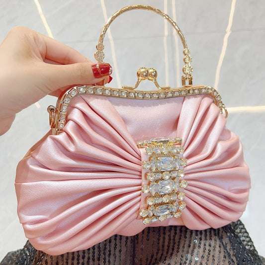 Shiny Diamond Studded Hand Banquet Kelly Evening Bags