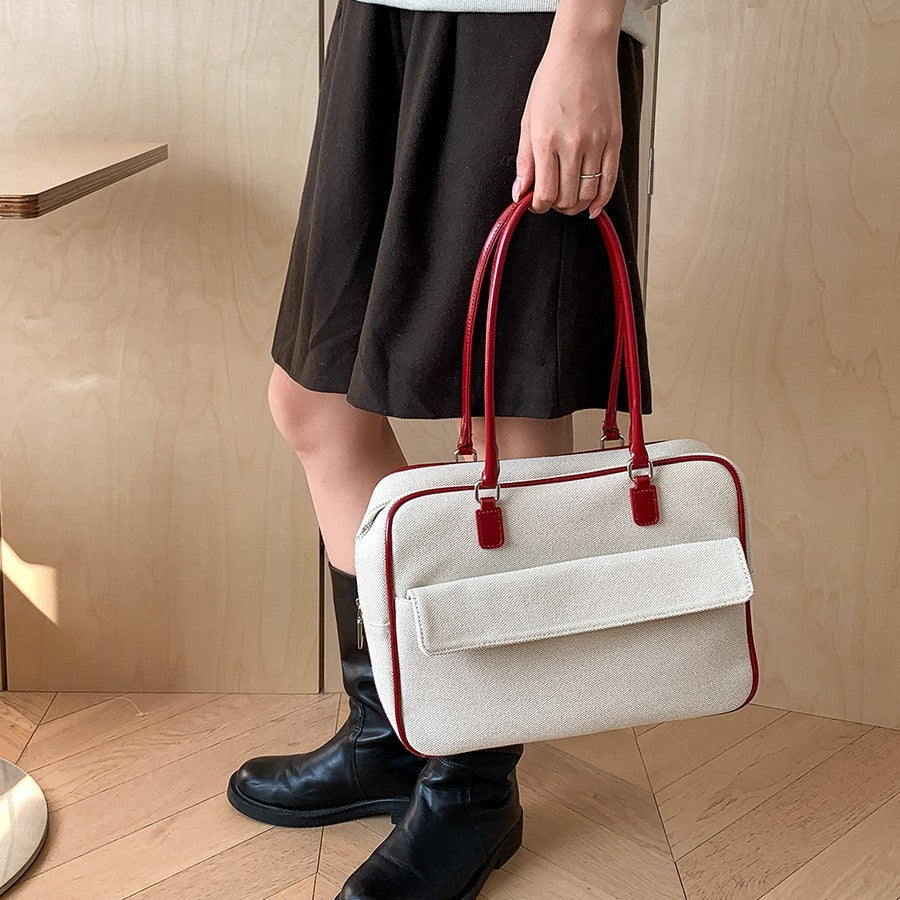 Women's Color Matching Large Capacity Retro Fashion Handbags