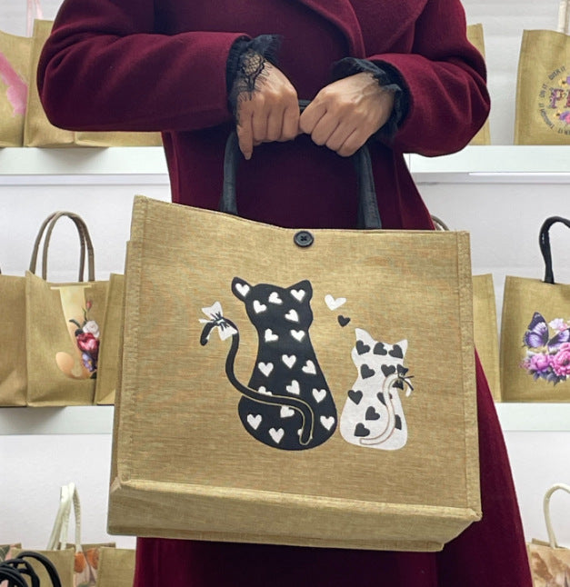 Large Capacity Versatile Summer Linen Fashion Tote Bags