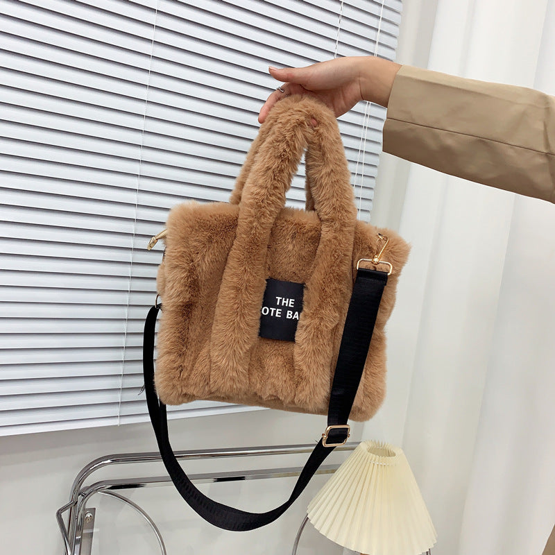 Women's Faux Fur Plush Shopping Commuter Bags