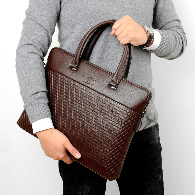 Men's Plaid Printed Horizontal Leisure Computer File Men's Handbags