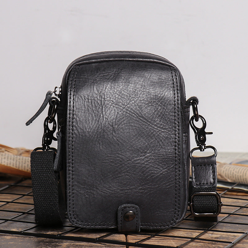 Men's Leather Frosted Cowhide Hanging Handmade Multifunctional Men's Shoulder Bags