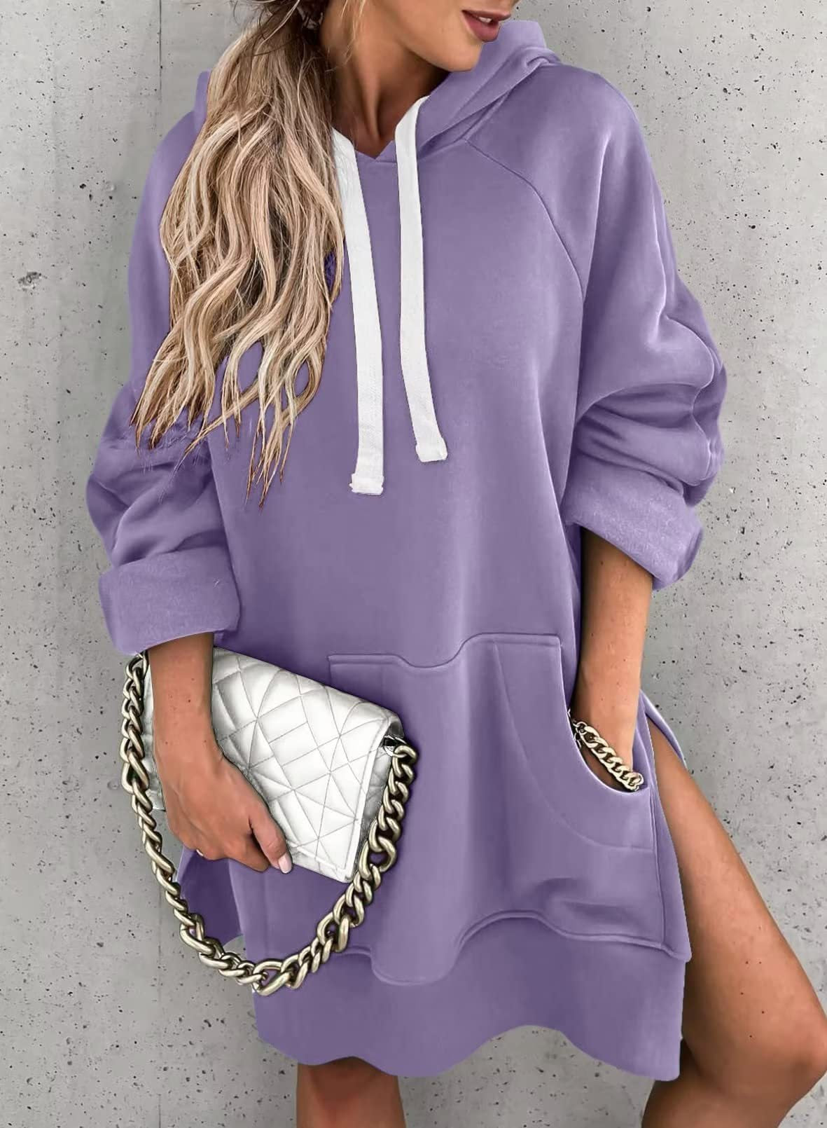 Women's Innovative Solid Color Hooded Mid-length Sweaters