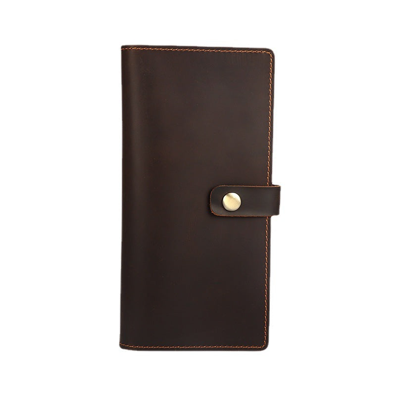 Men's Crazy Horse Leather Long First Layer Cowhide Retro Men's Wallet