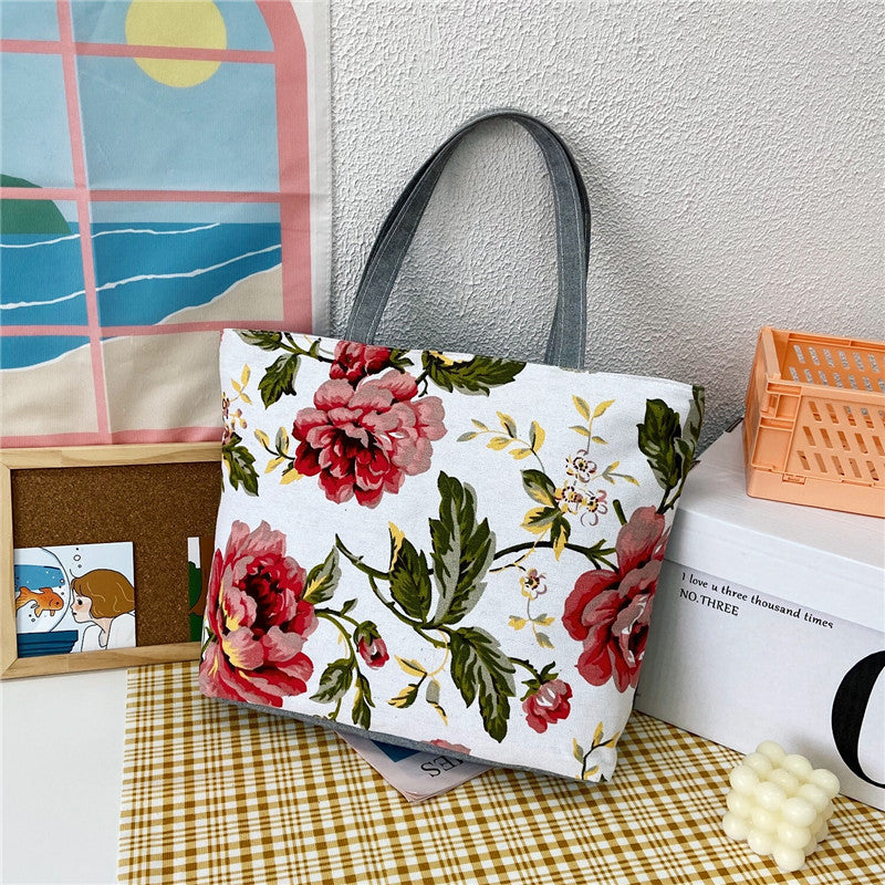 Women's Canvas Large Capacity Printed Korean Style Women's Shoulder Bag