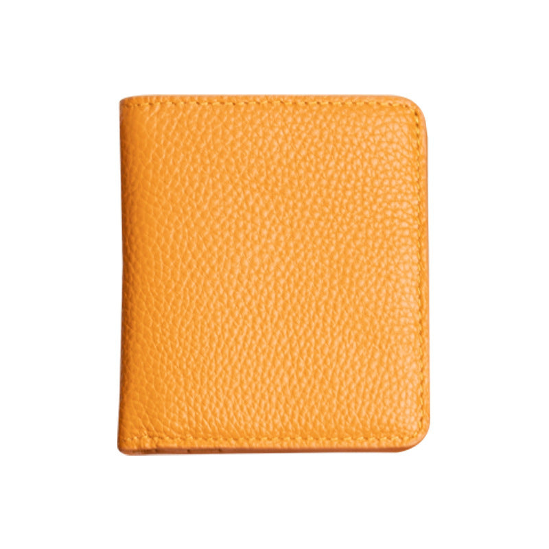 Genuine Leather Swiping Short Multiple Slots Ladies Wallet