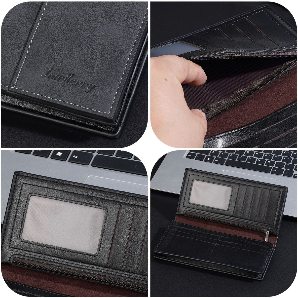 Men's Long Retro Green Simple Zipper Large Men's Wallet