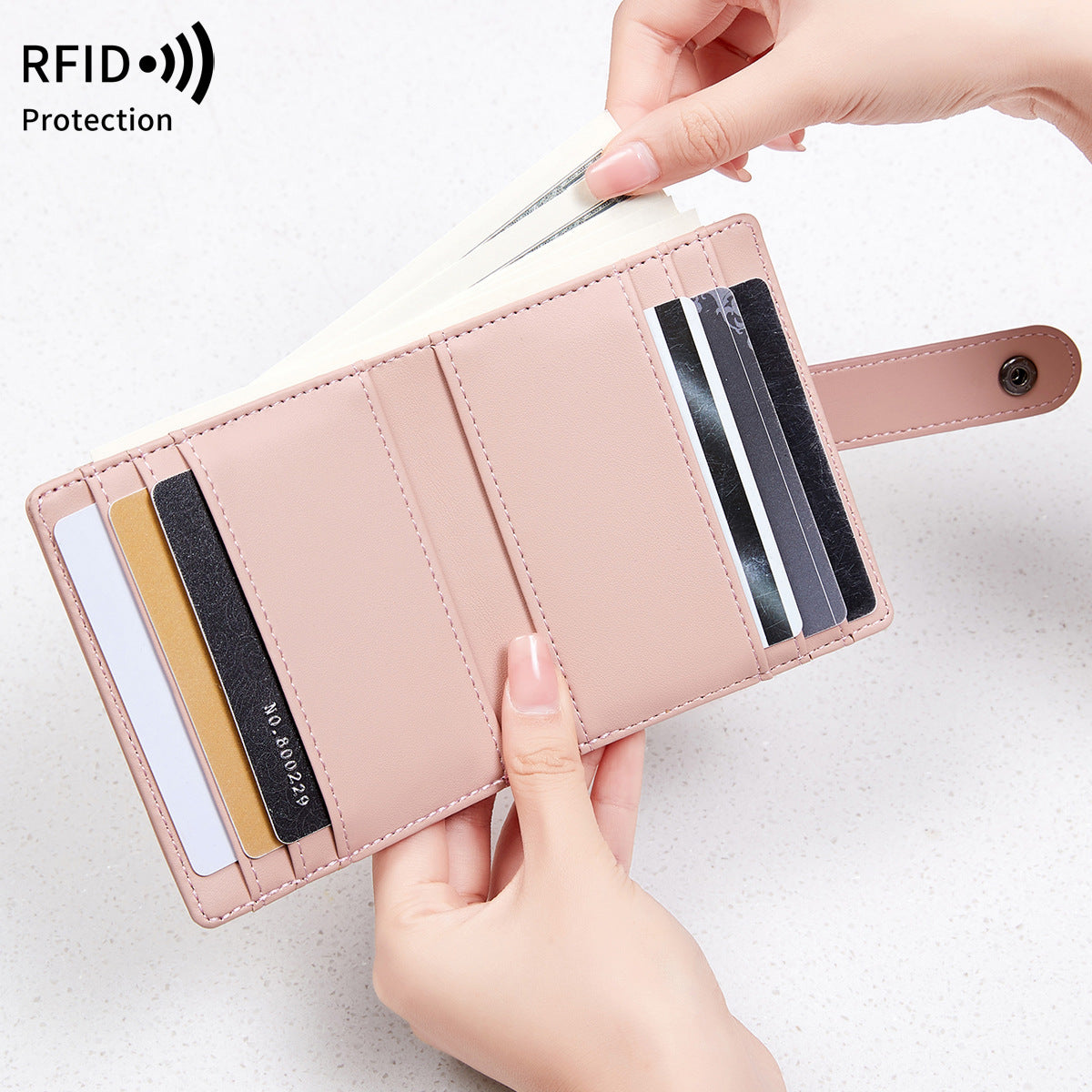 Women's Compact Portable Swiping Short Solid Color Coin Purses