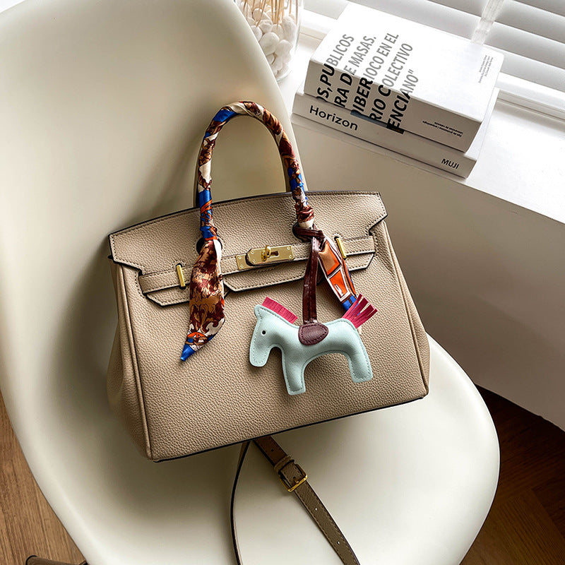 Women's Fashionable Lychee Pattern Portable Texture Large Shoulder Bags