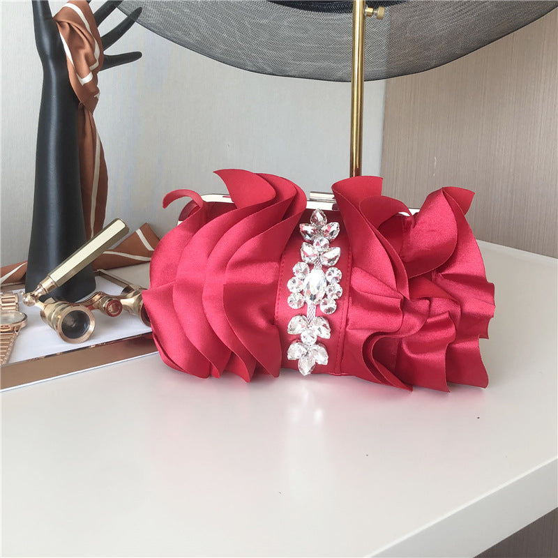 Clutch Fashion Rhinestone Chain Bridesmaid Silk Evening Bags
