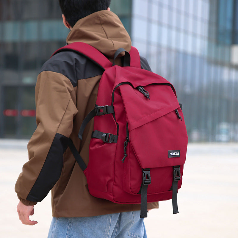 Men's Style Korean High College Trend Solid Backpacks
