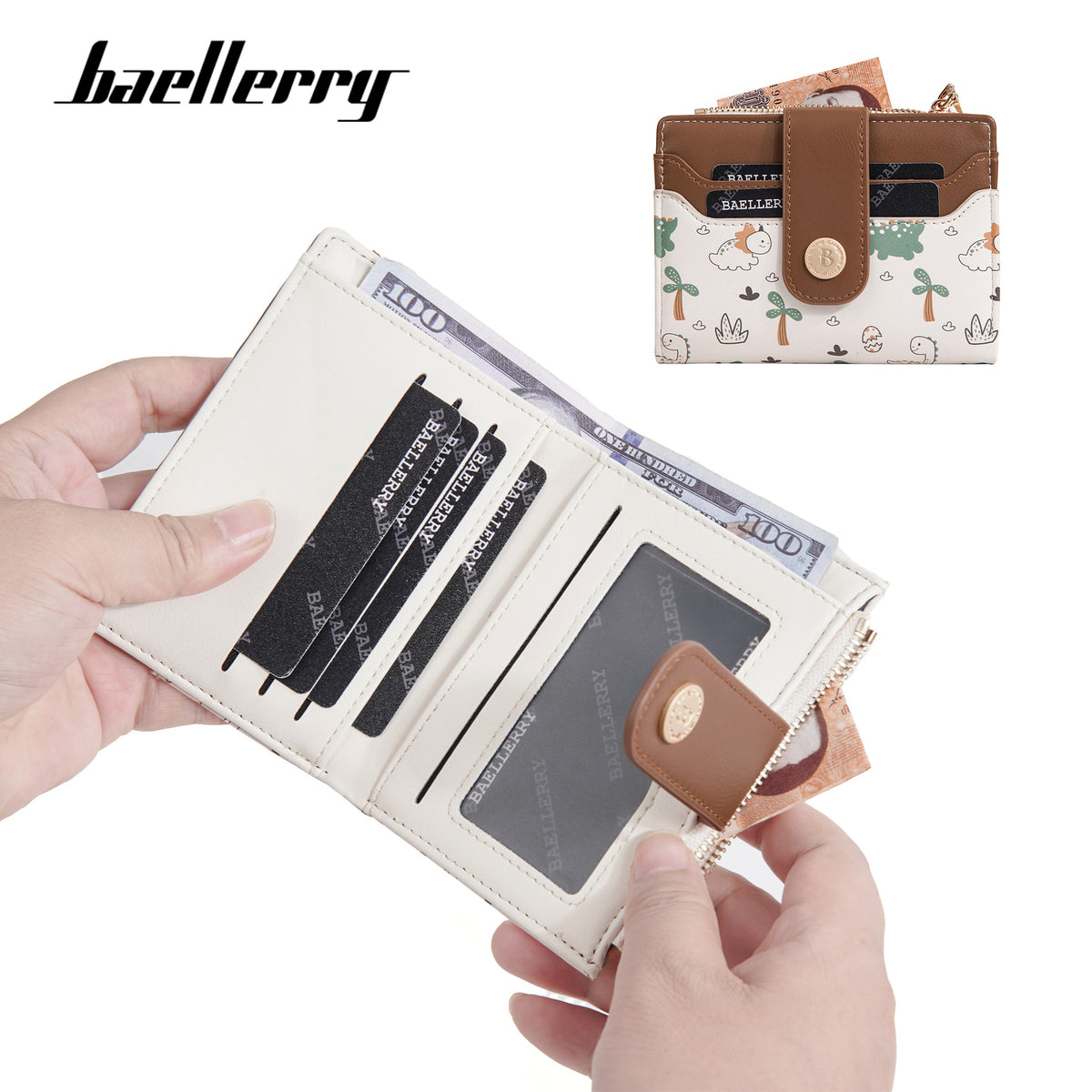 Women's Versatile Cartoon Printing Short Cute Large Capacity Two Ladies Wallet