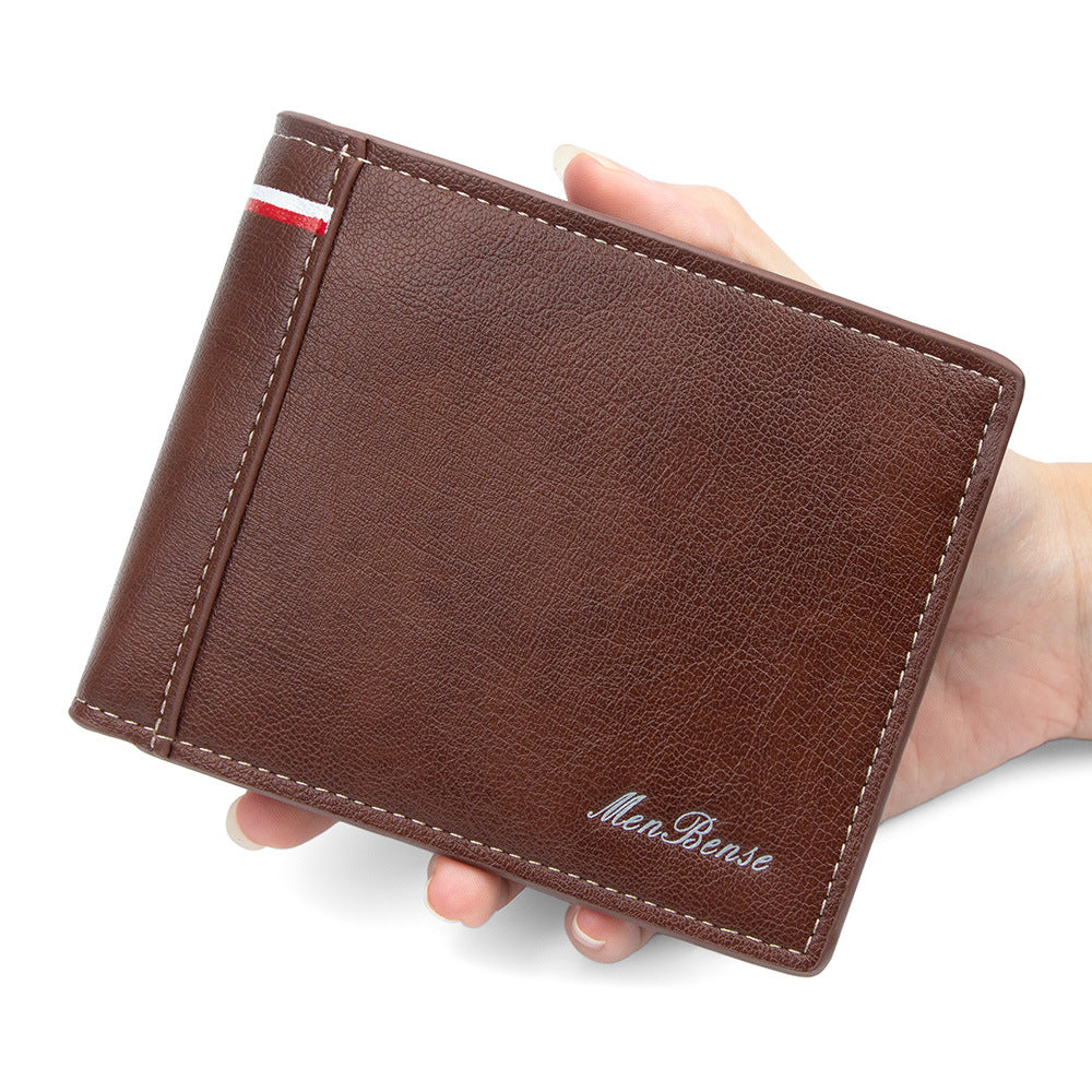 Men's Hinge Short Large Capacity Three Fold Multiple Men's Wallet
