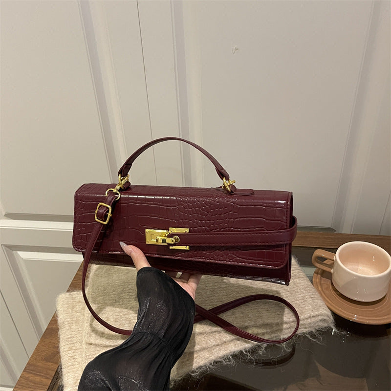 Women's Solid Color Retro Large Capacity Korean Lock
