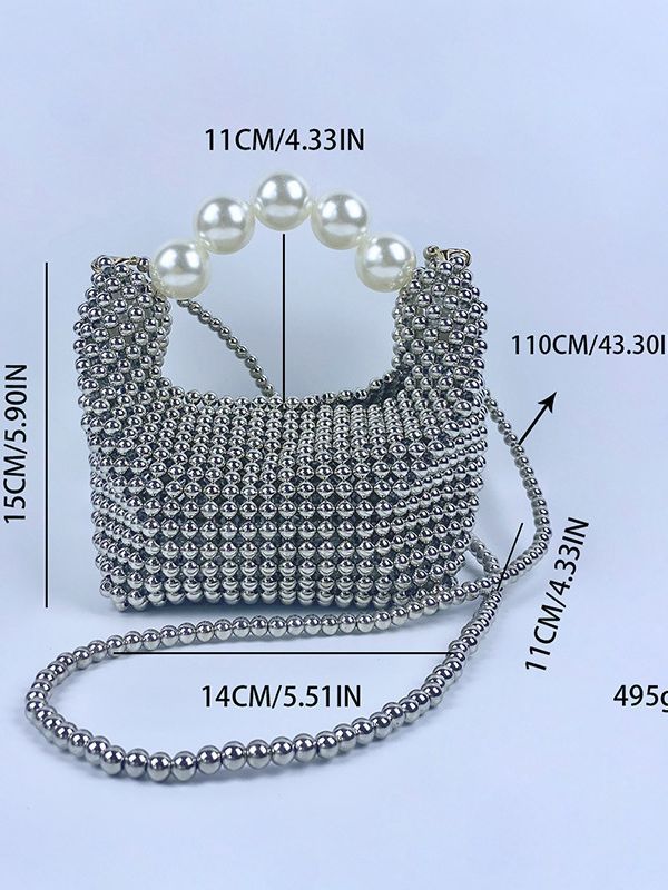 French Retro Hand-woven Large Pearl Elegant Handbags
