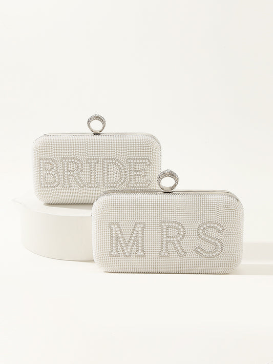 English Letters Rhinestone Pearl Dinner Wedding Bags