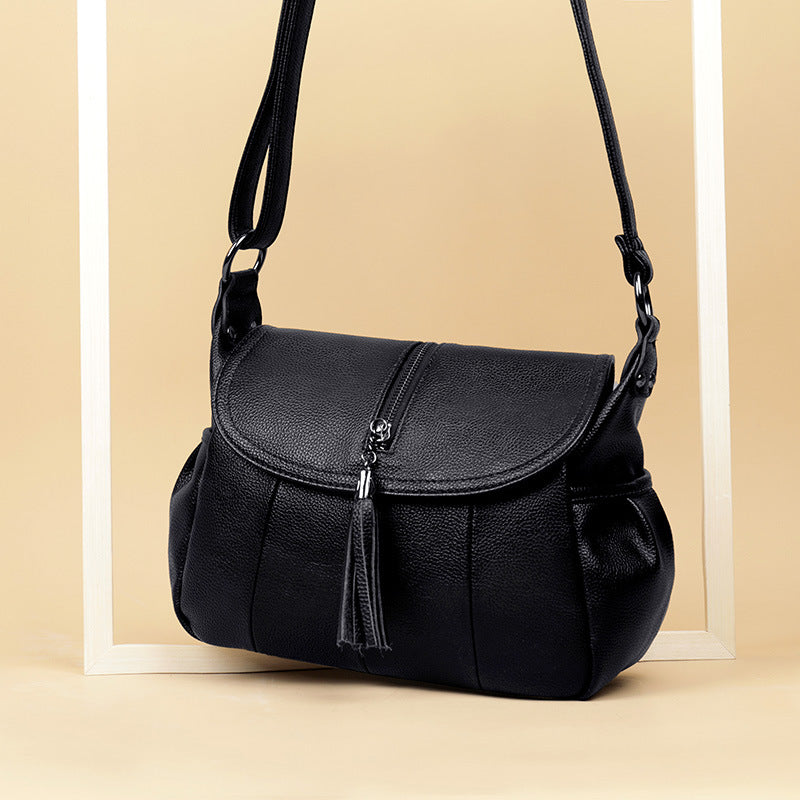 Women's Fashion Trendy Tassel Mother Soft Leather Crossbody Bags