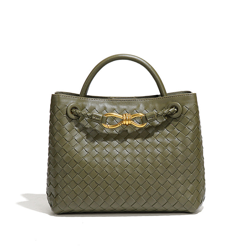 Women's Large Capacity For Pure Color Hand-woven Women's Handbag