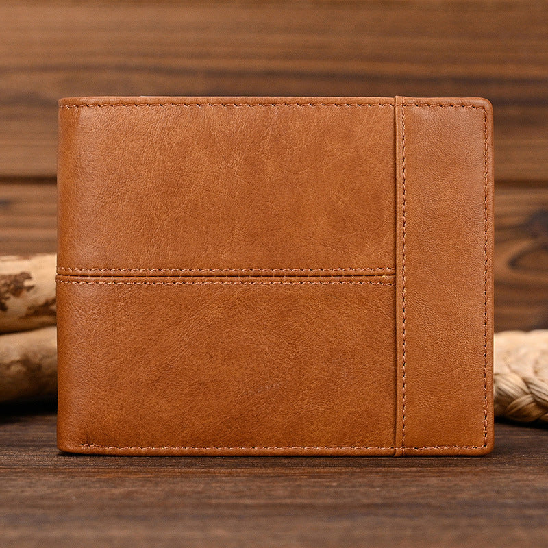 Men's Genuine Leather Swiping Short First Layer Men's Wallet